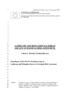 Landscape and Mitigation Factors in Aquatic Ecological Risk Assessment. Volume 2. Detailed Technical Reviews.