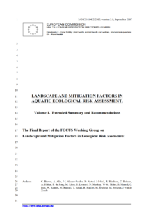 Landscape and Mitigation Factors in Aquatic Ecological Risk Assessment. Volume 1. Extended Summary and Recommendations.